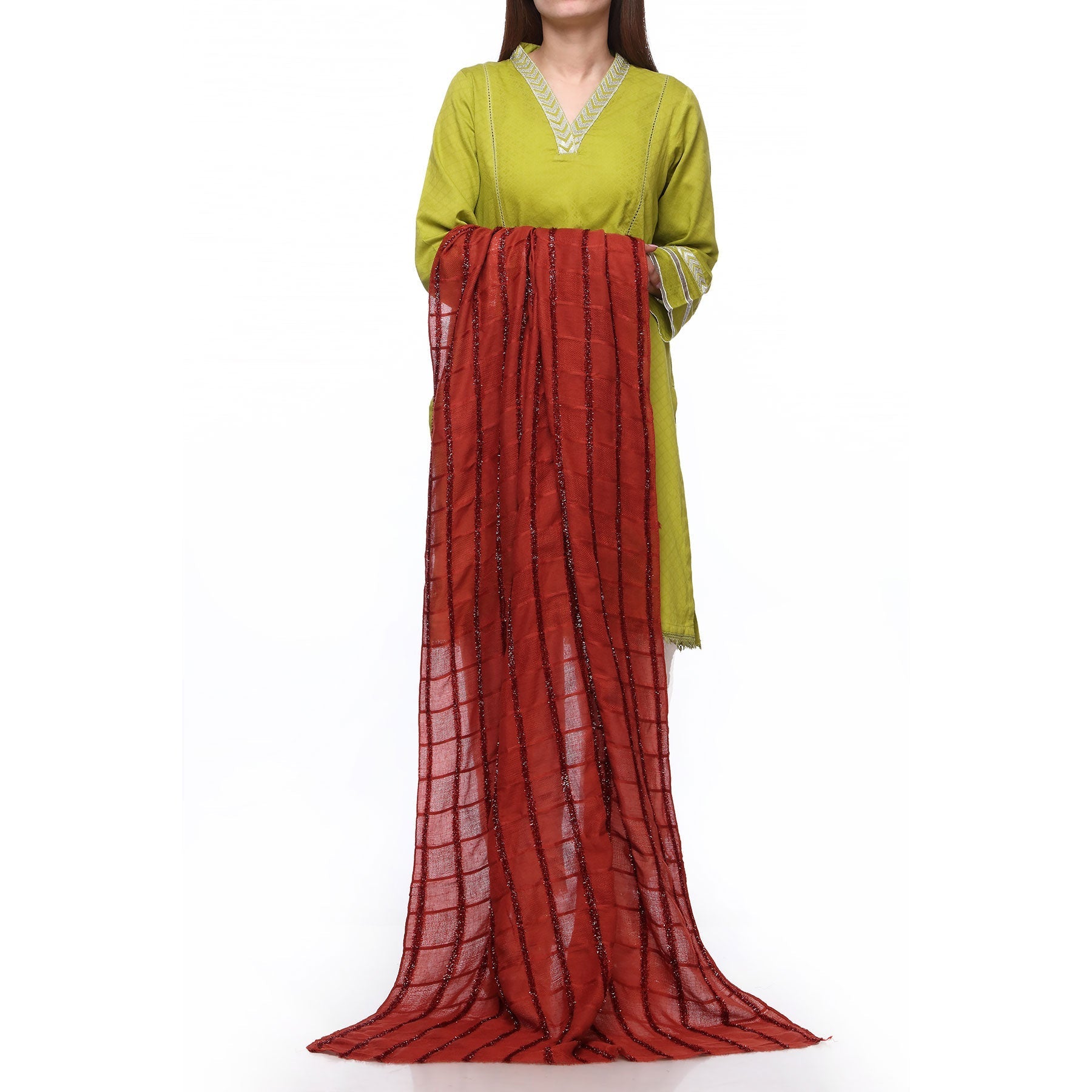 Burgndy Color Dyed Lawn Stole PS272404