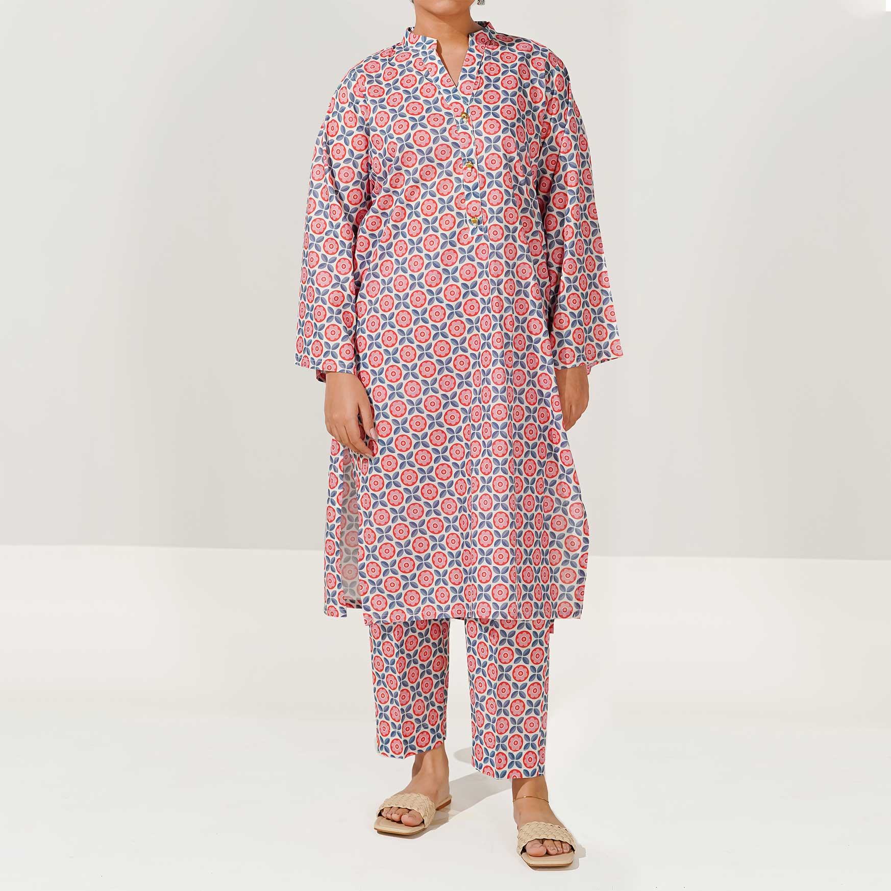 2PC-Printed Cambric Shirt & Trouser PS3121
