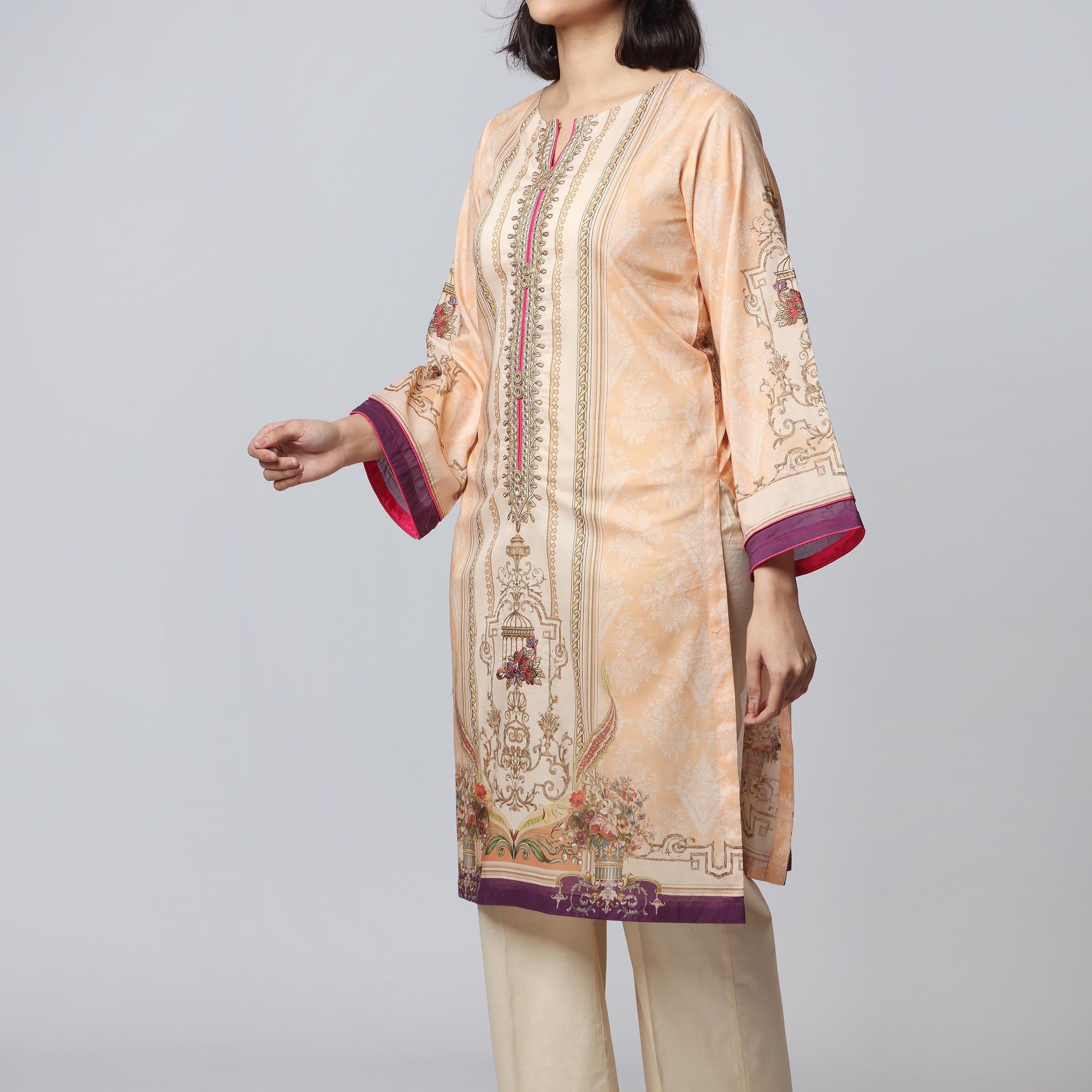 1PC- Digital Printed Lawn Embroidered Shirt PS3437