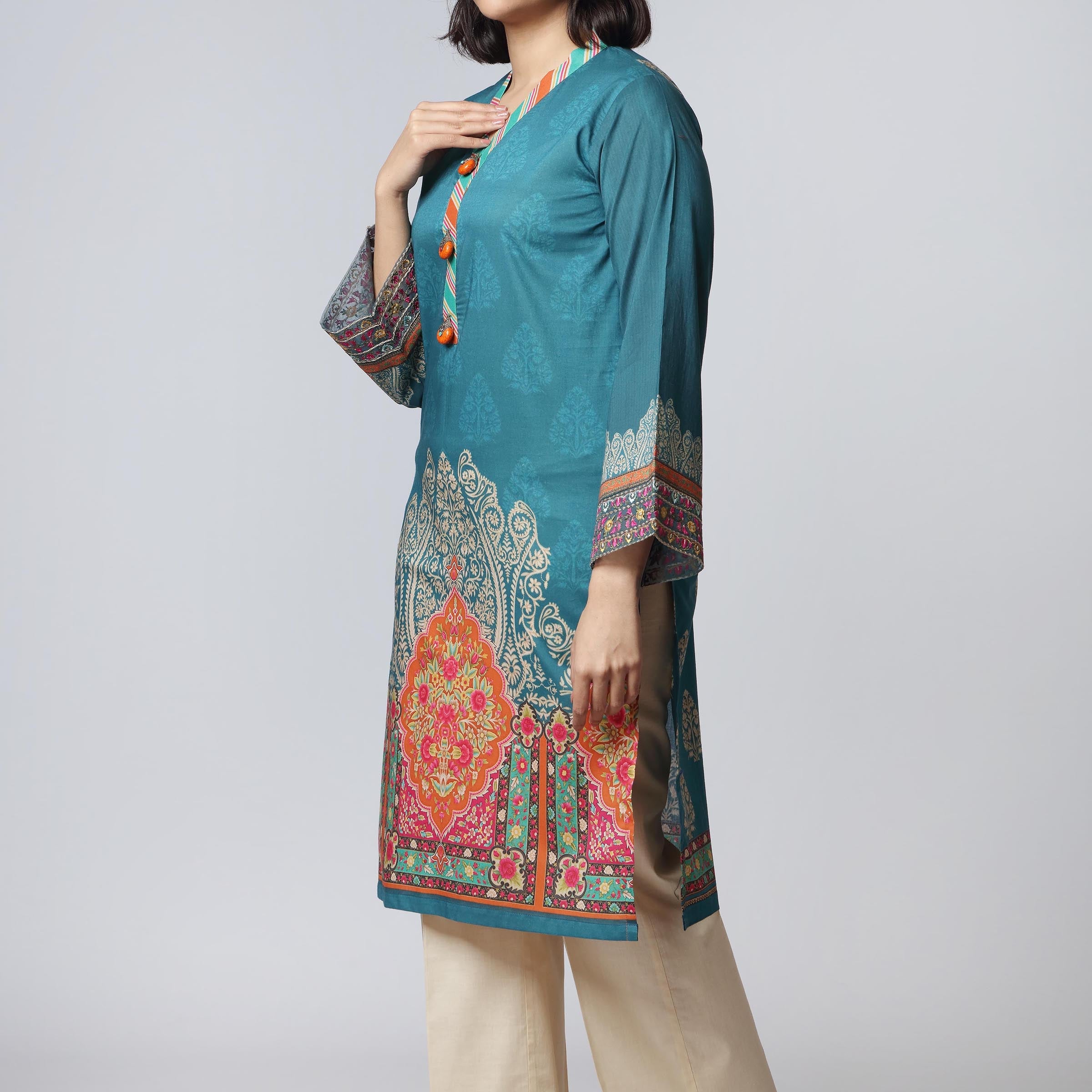 1PC- Digital Printed Lawn Embroidered Shirt PS3438