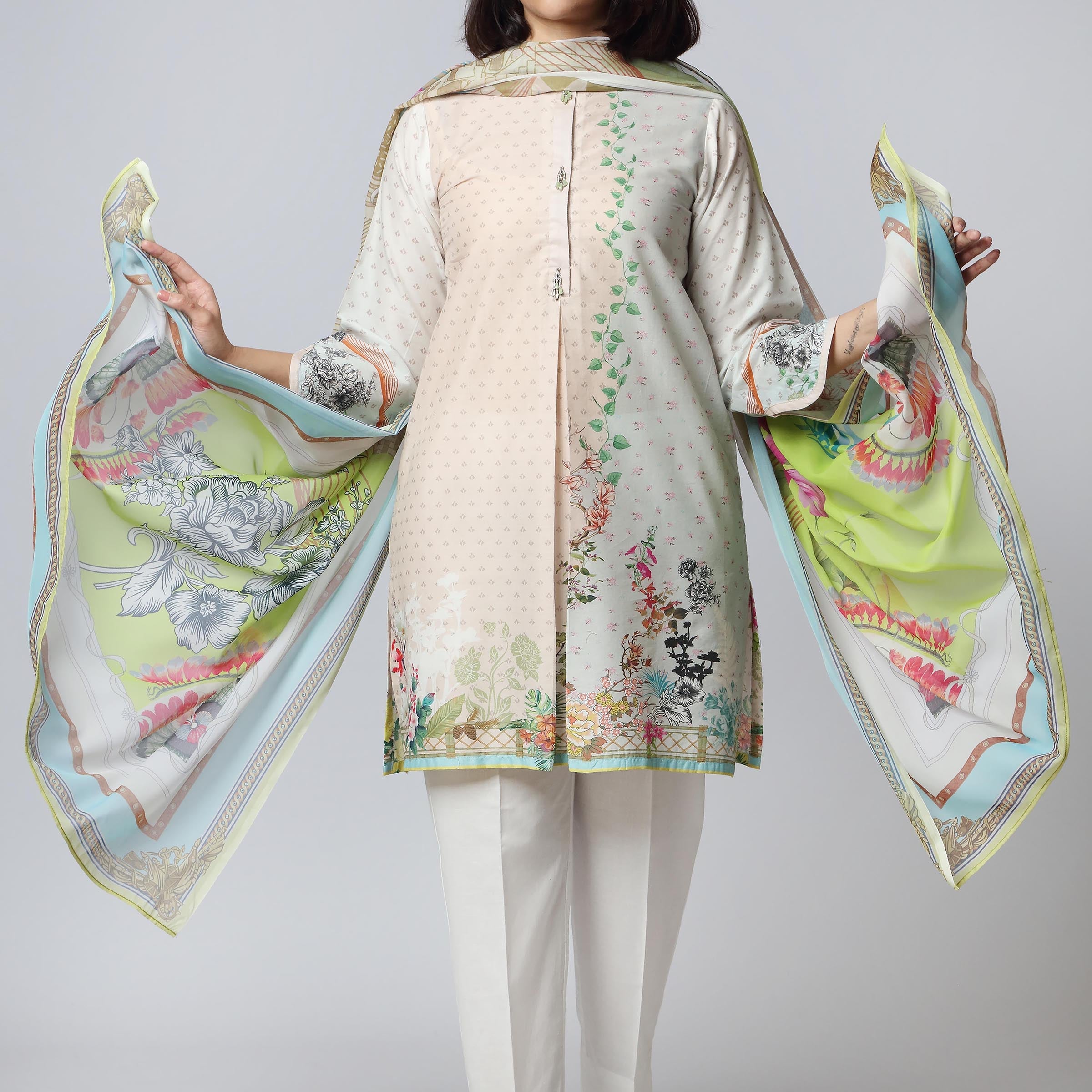 2PC- Digital Printed Lawn Shirt With Dupatta PS3154