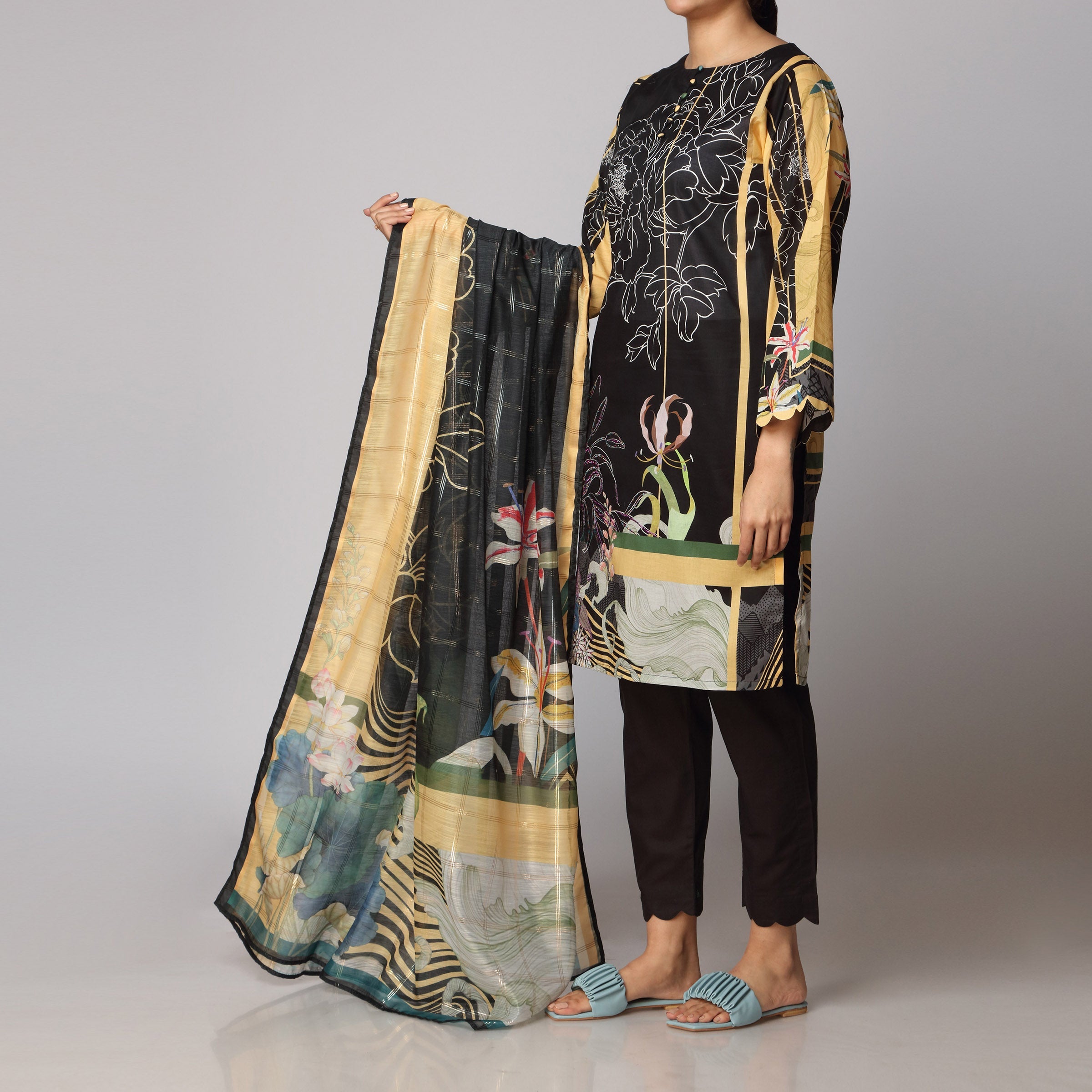 2PC- Digital Printed Lawn Embroidered Shirt With Dupatta PS3459