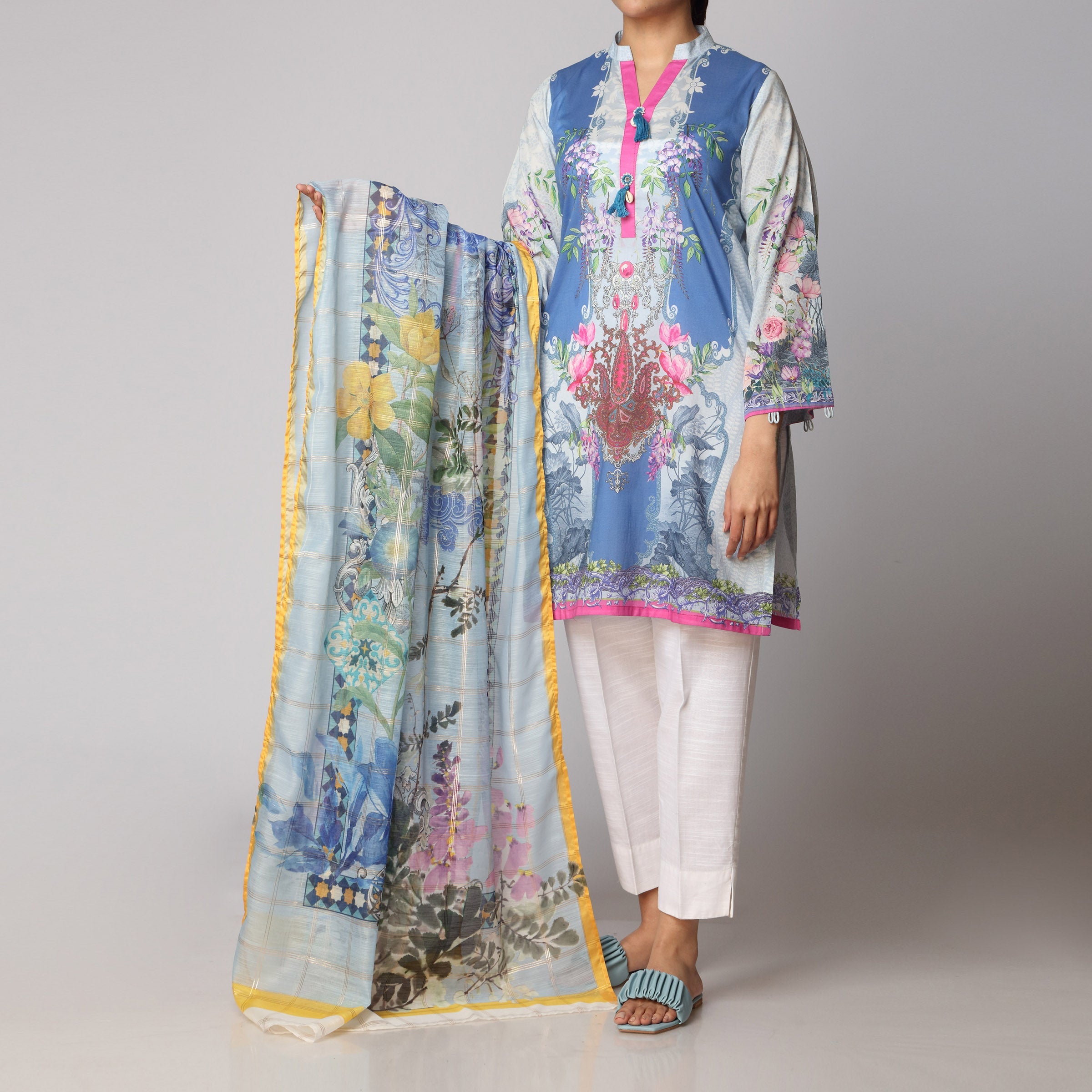 2PC- Digital Printed Lawn Shirt With Dupatta PS3460