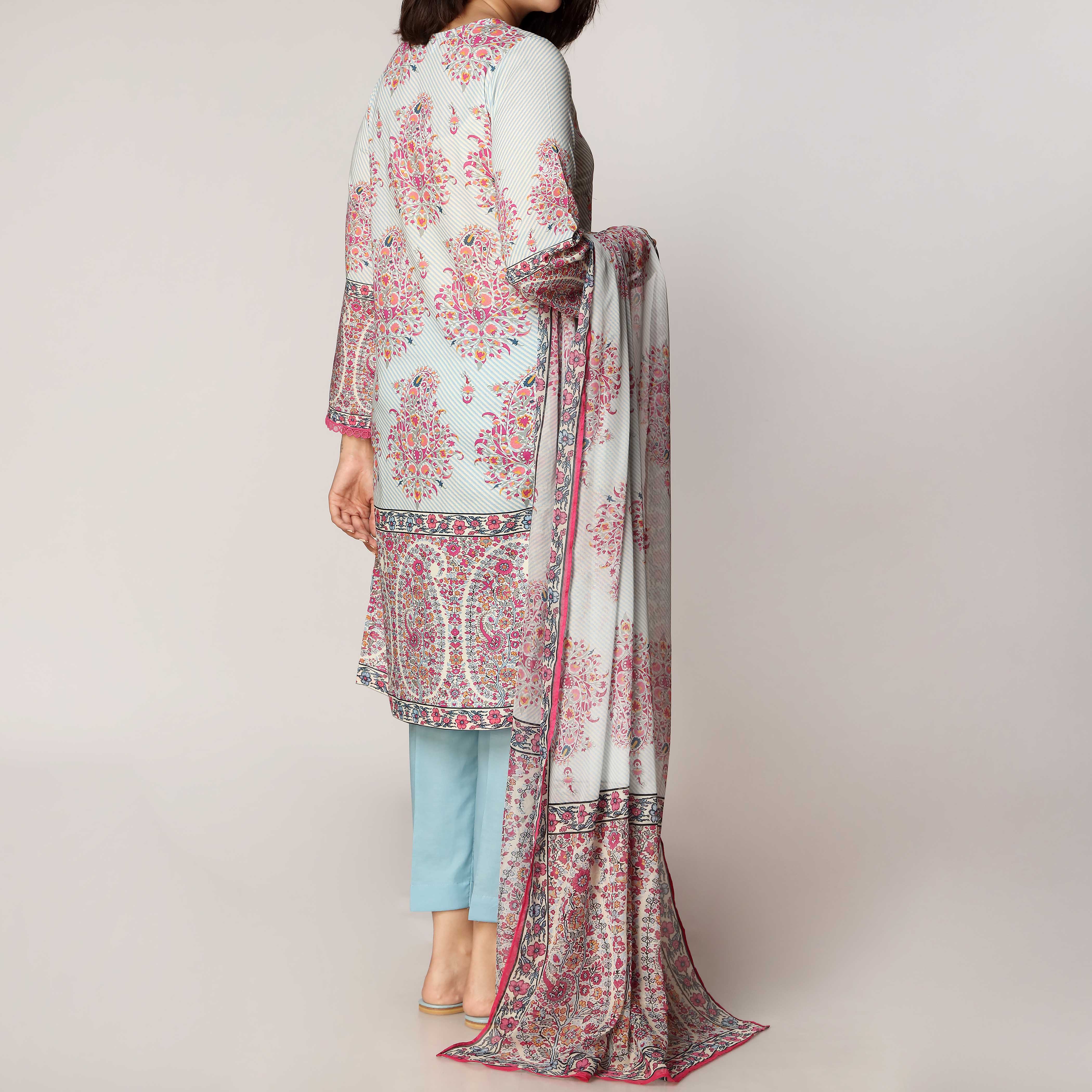 3PC- Digital Printed Lawn Embroidered Suit  PS3177