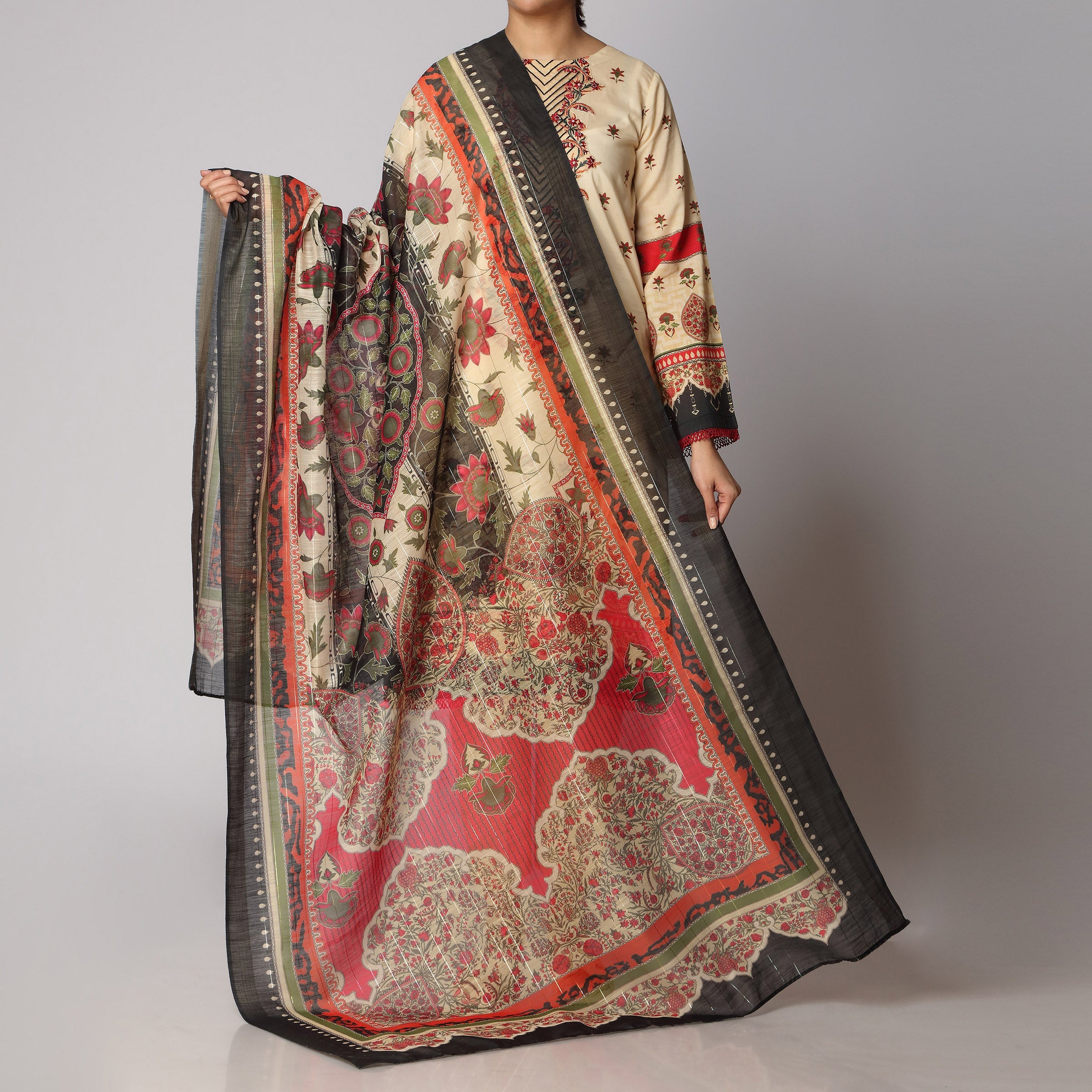 3PC- Digital Printed Lawn Embroidered Suit  PS3178