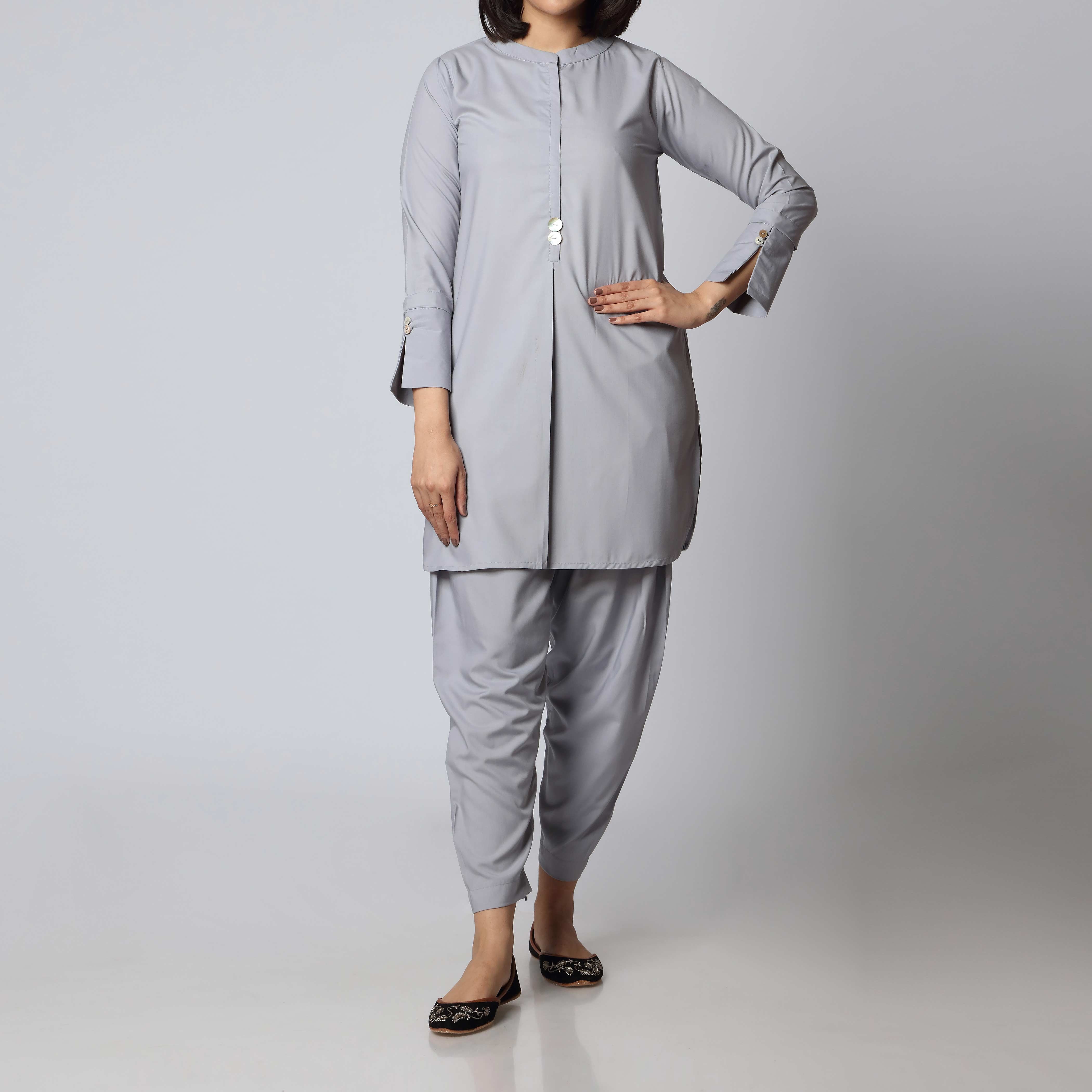 2PC- Solid Shirt & Trouser PS3197