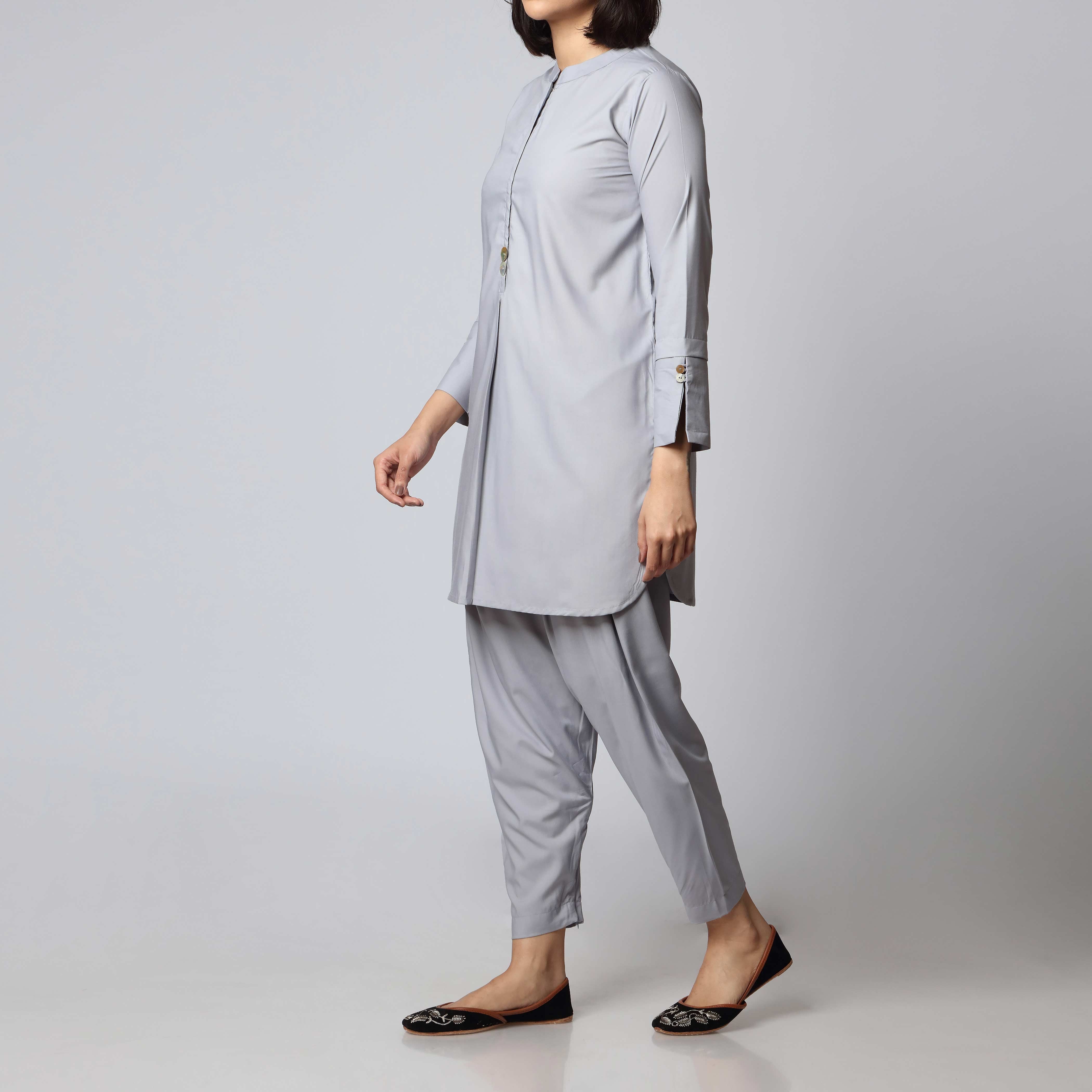 2PC- Solid Shirt & Trouser PS3197