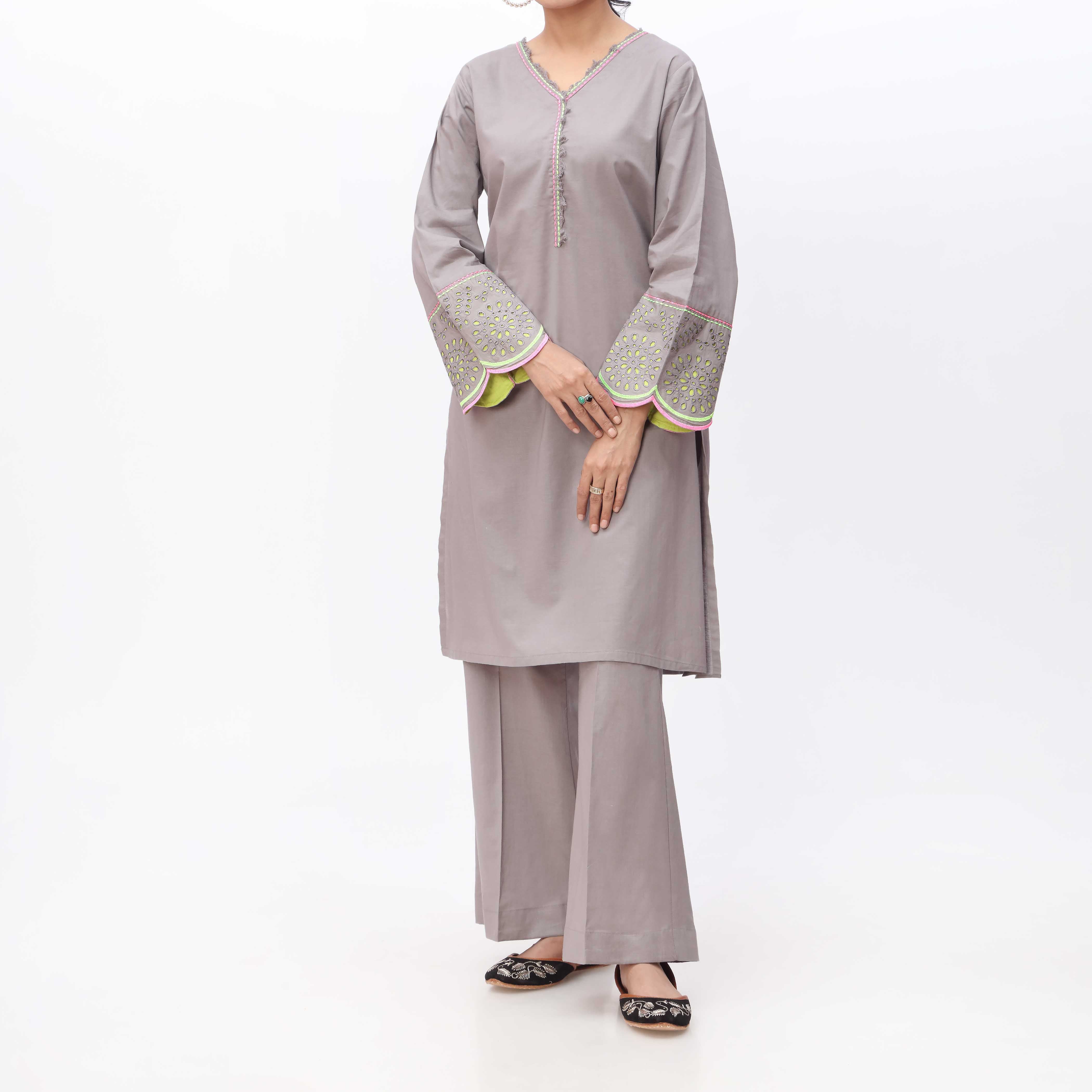 2PC- Solid Cambric Shirt & Trouser PS3245
