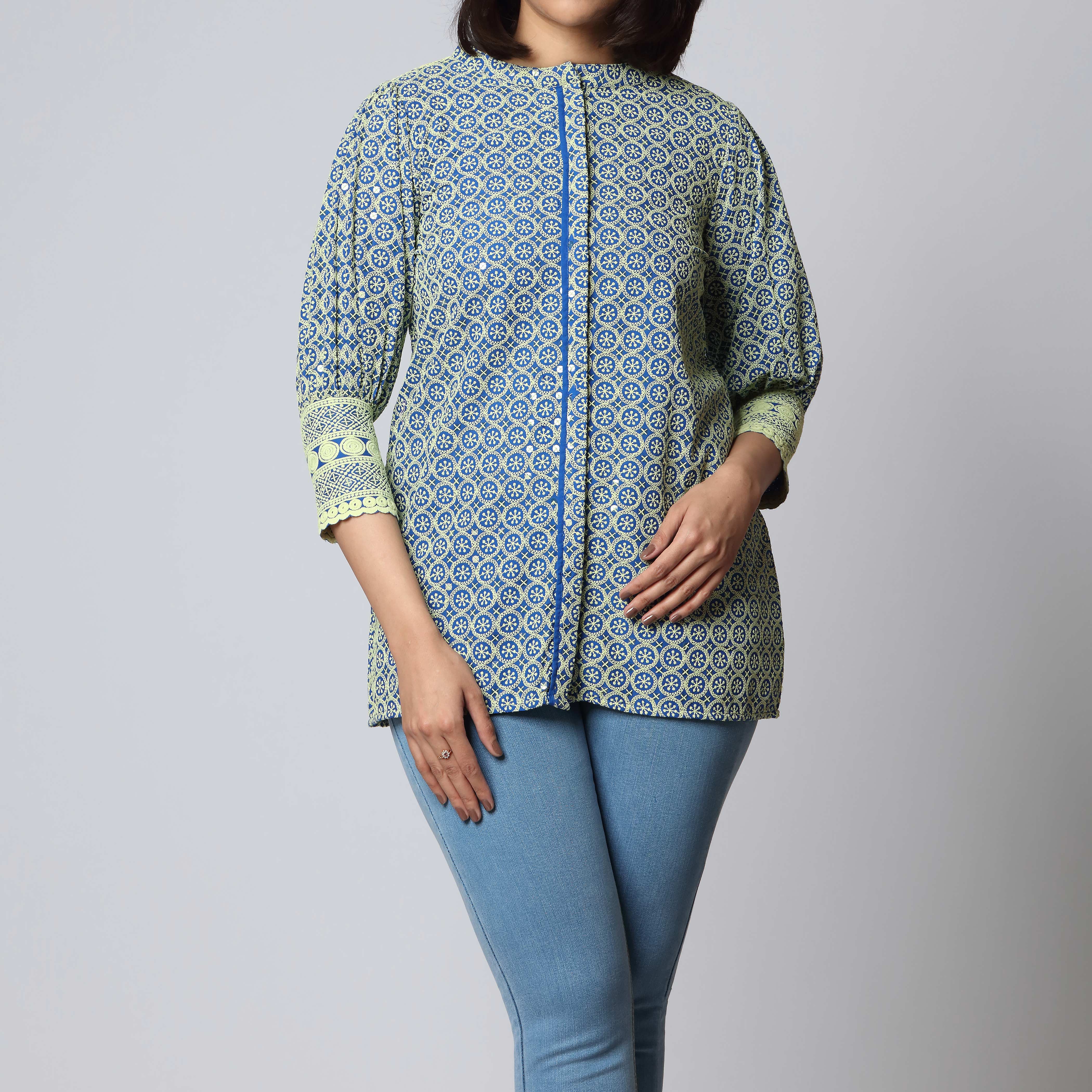 1PC- Embellished Chicken Kari Shirt PS3265
