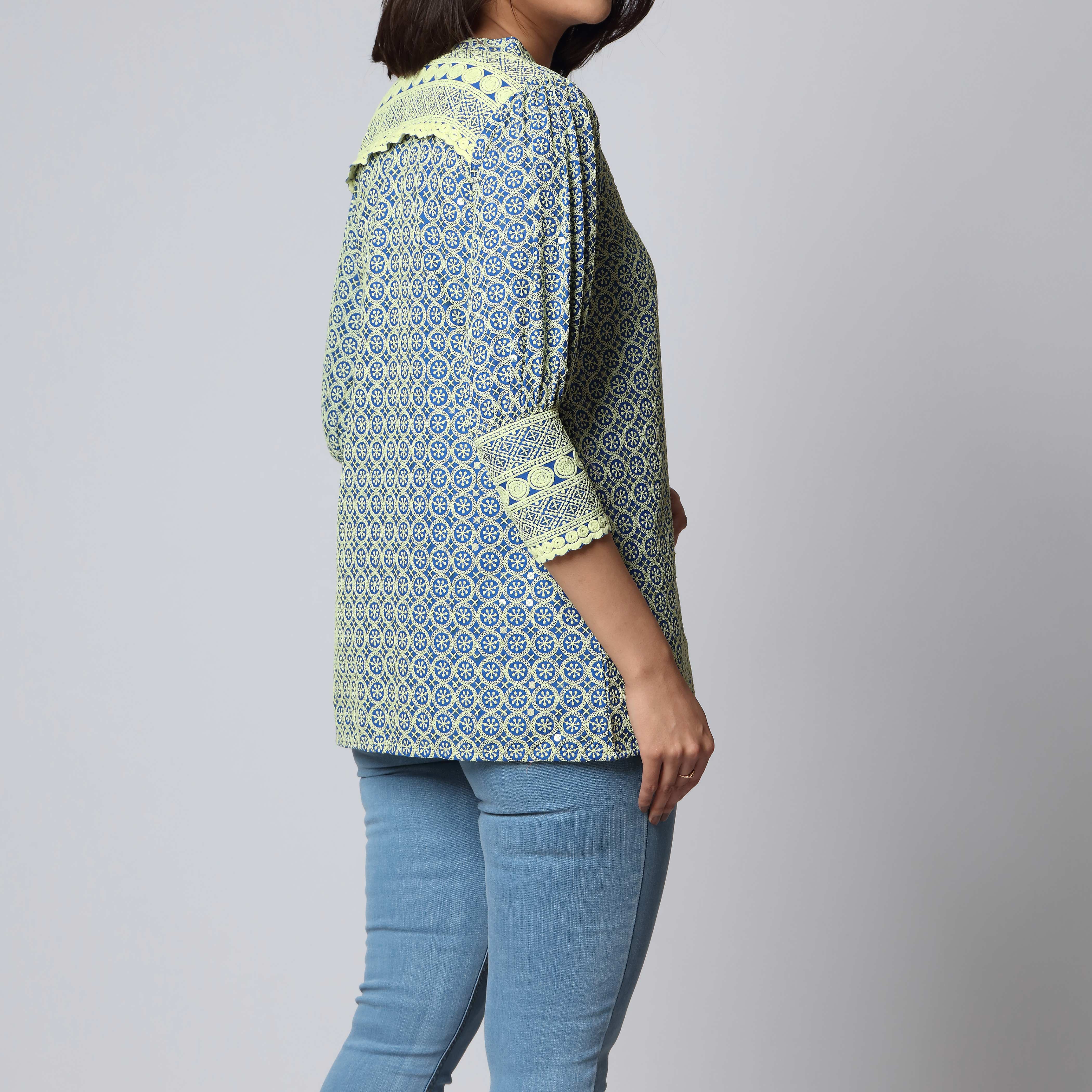 1PC- Embellished Chicken Kari Shirt PS3265