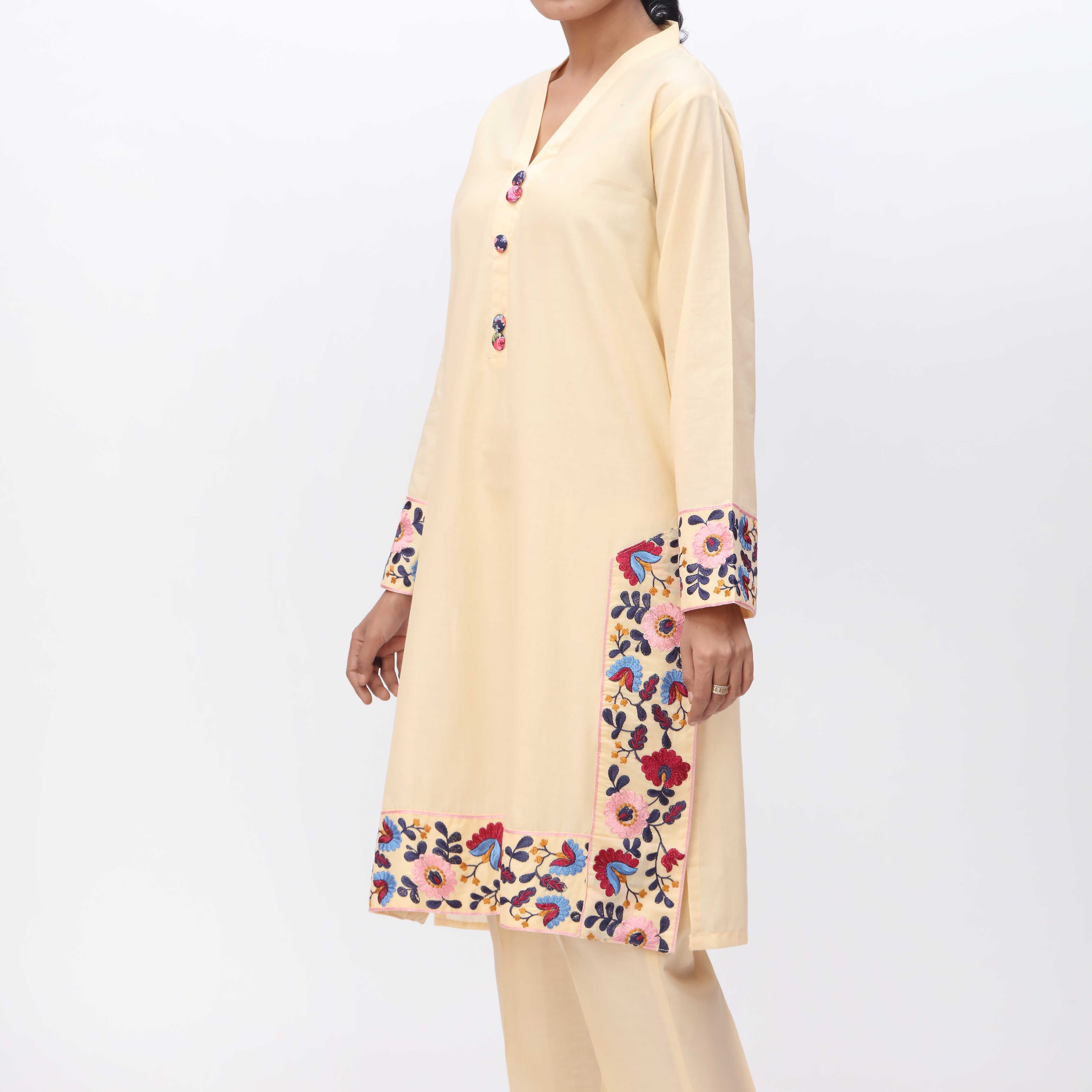 1PC- Embroidered Cambric Shirt PS3341