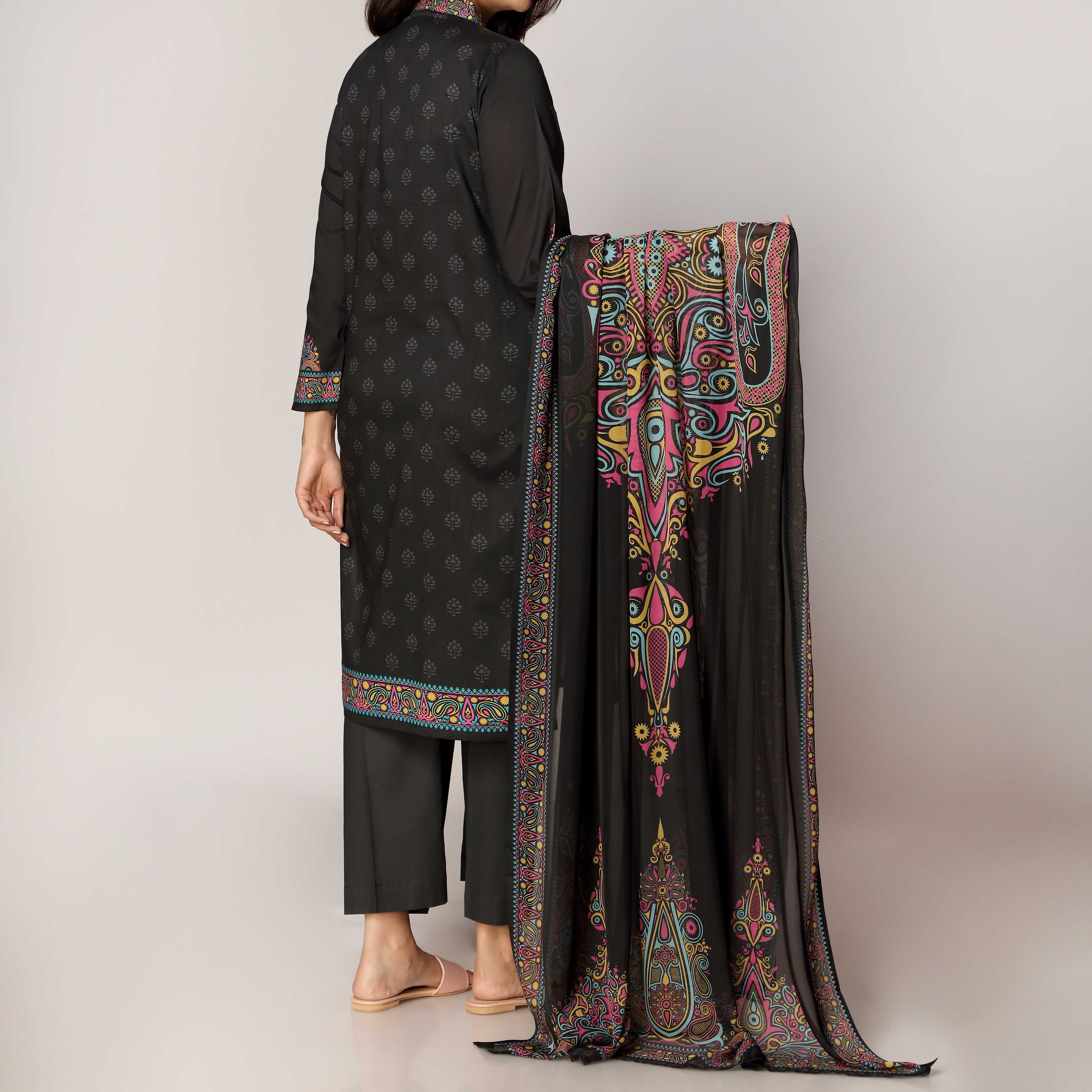 2PC- Unstitched Digital Printed Lawn Shirt With Silk Dupatta PS3463