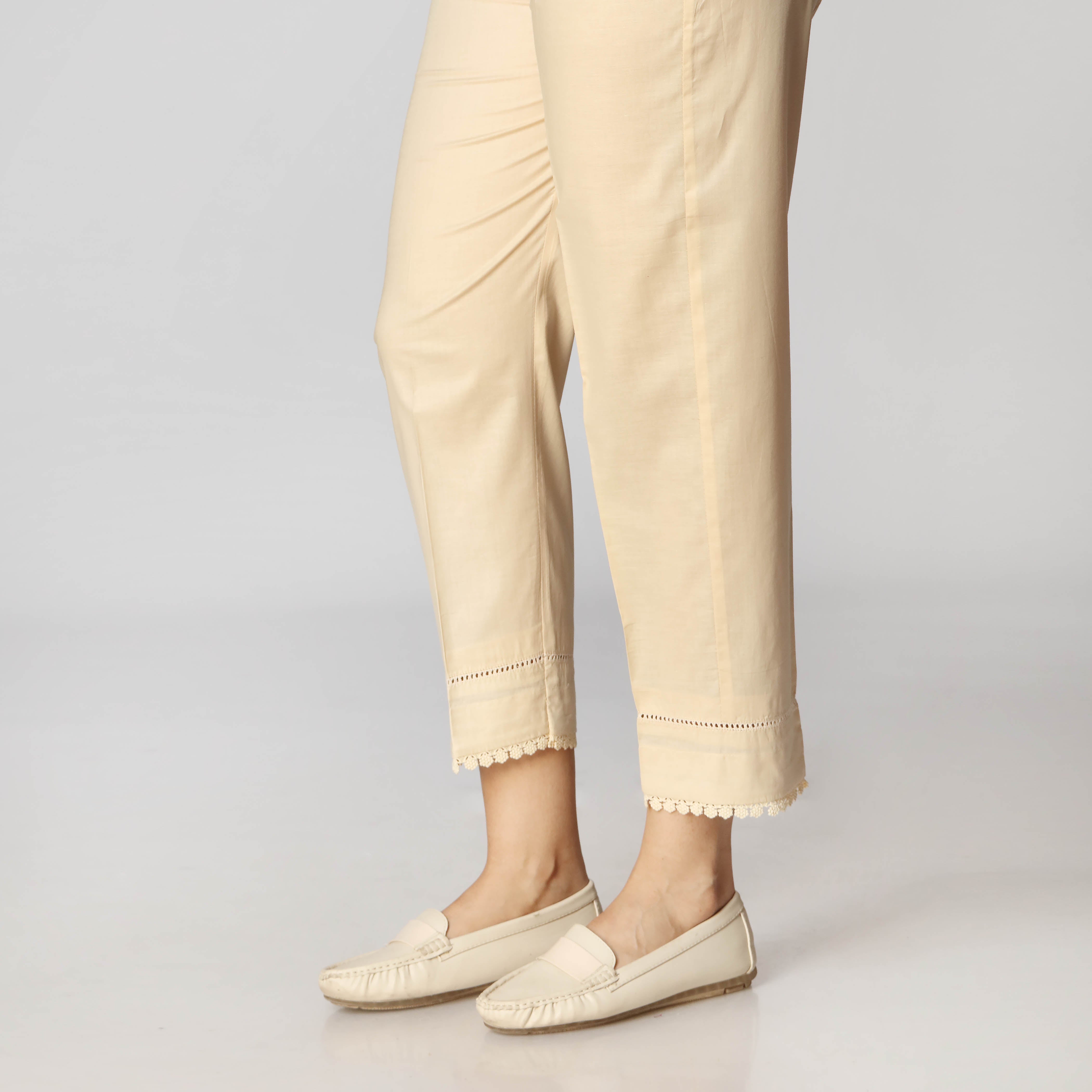 Beige Cotton Slim Fit Trouser PS3509