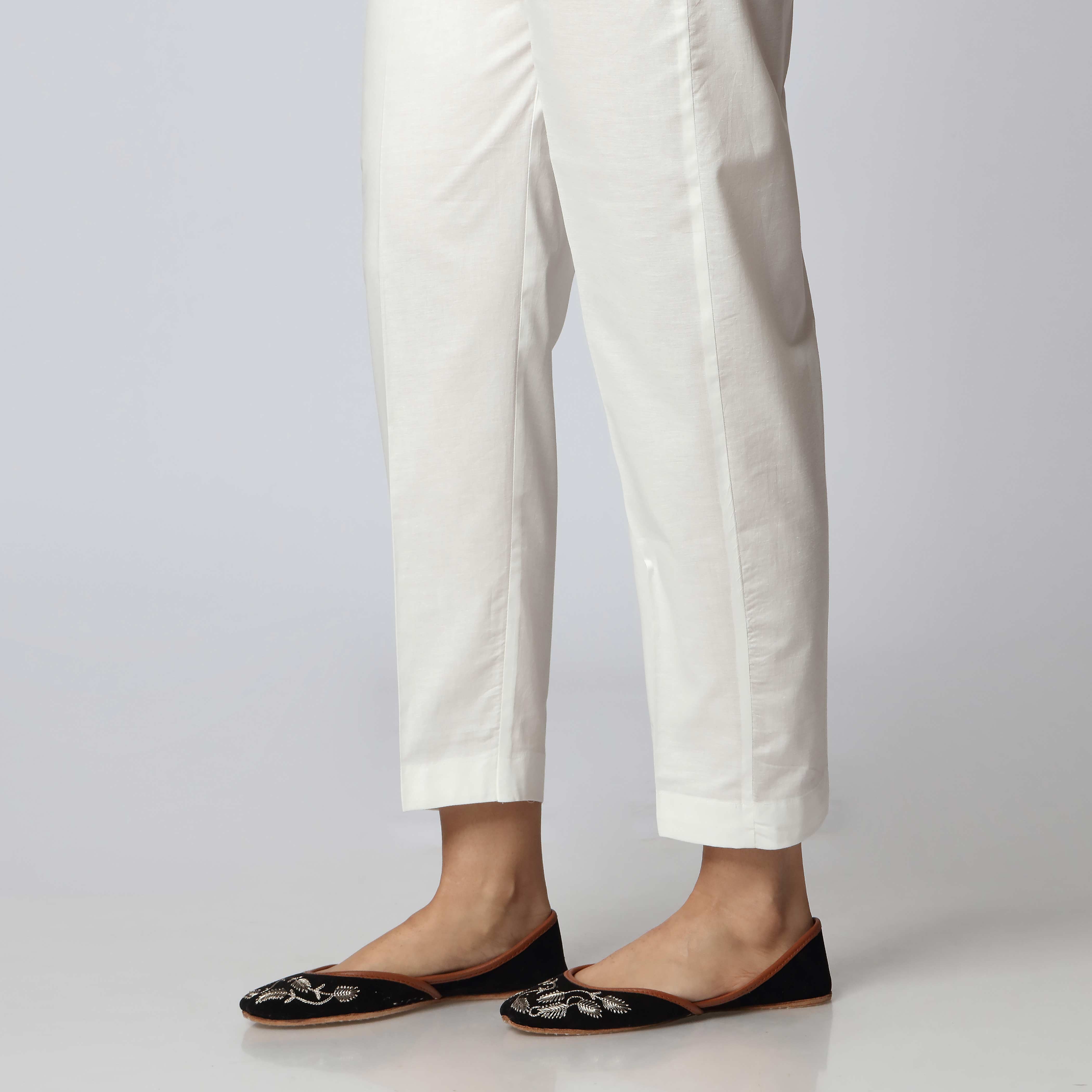 White Cambric Plain Slim Fit Trouser PS3519