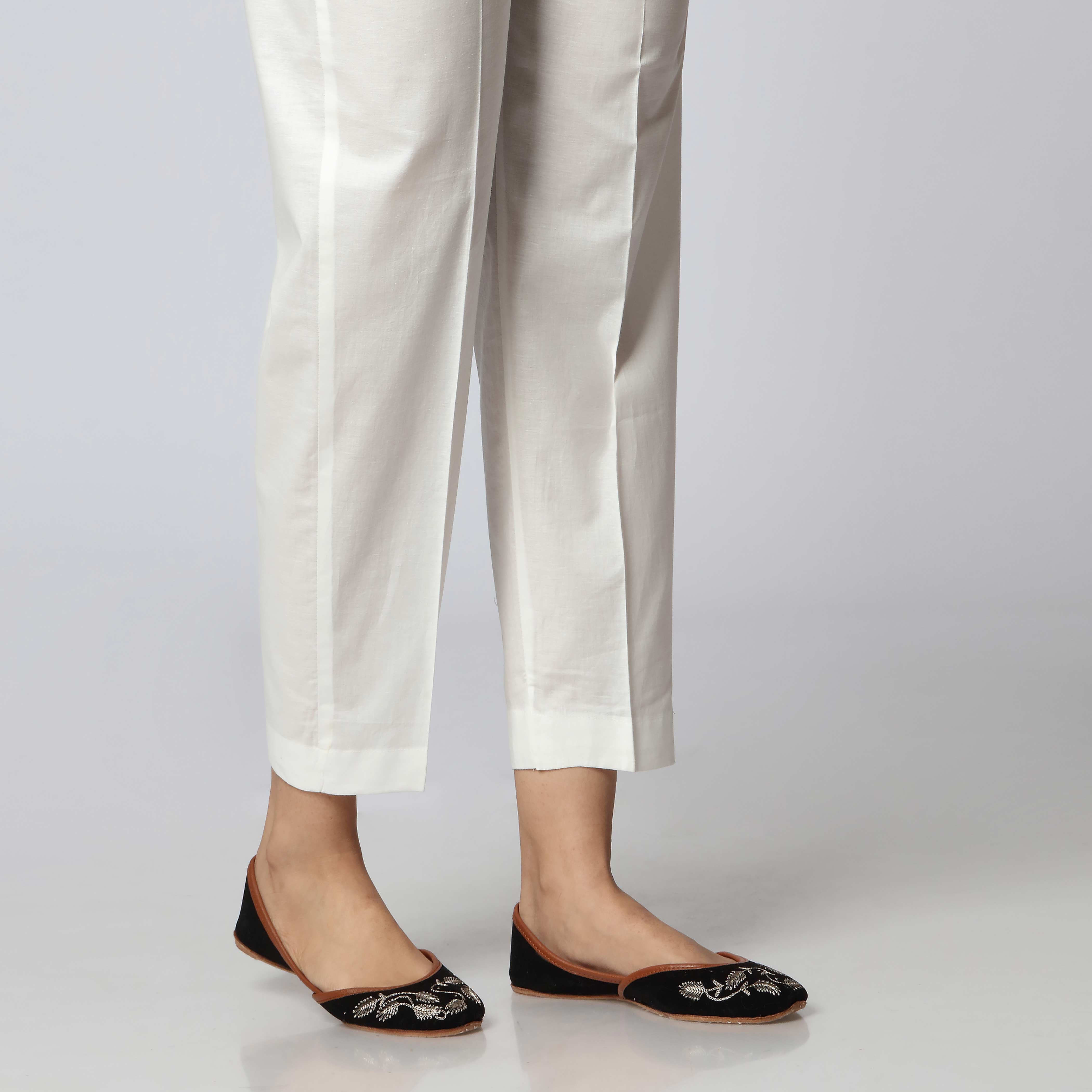 White Cambric Plain Slim Fit Trouser PS3519