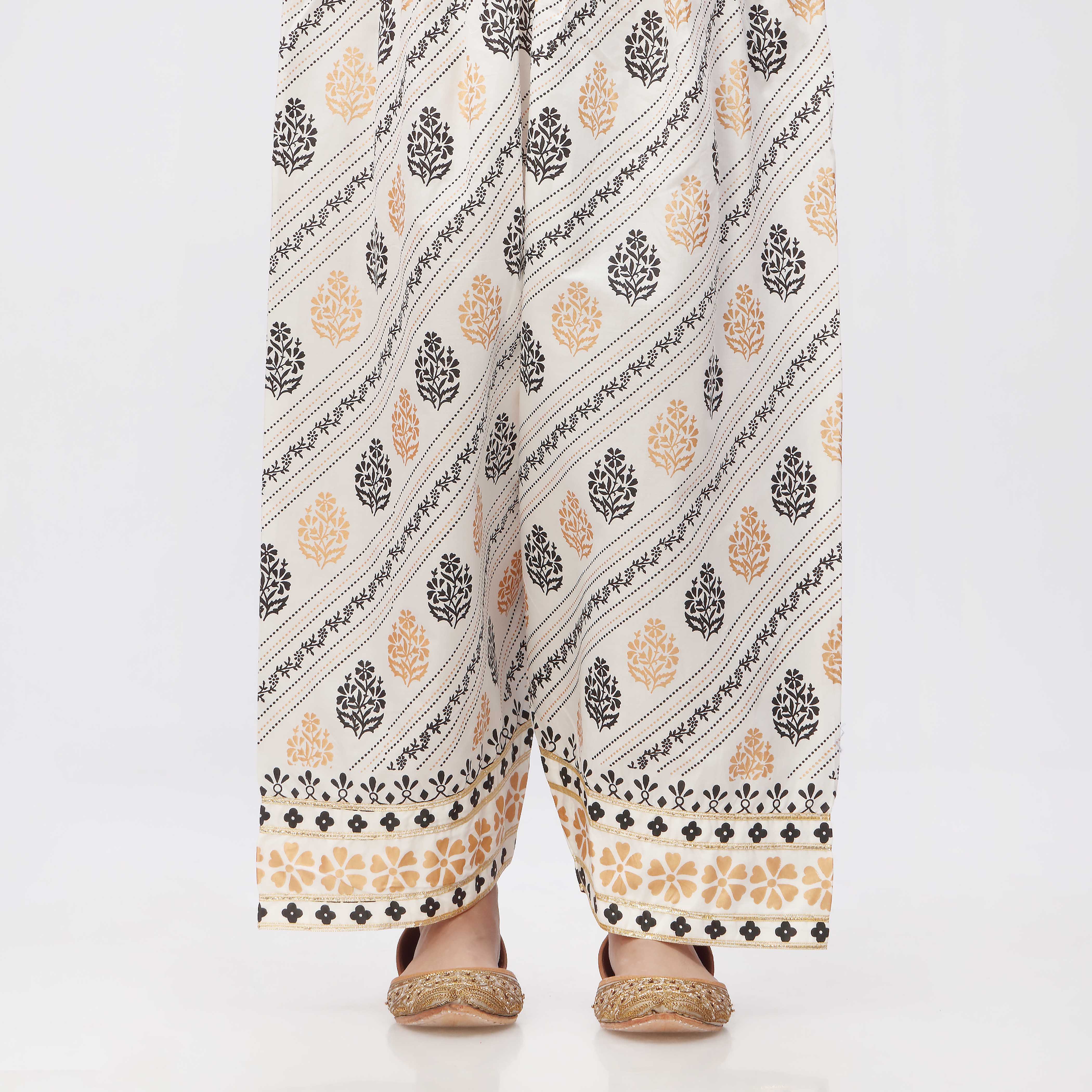 White Printed Cambric Shalwar PS3550