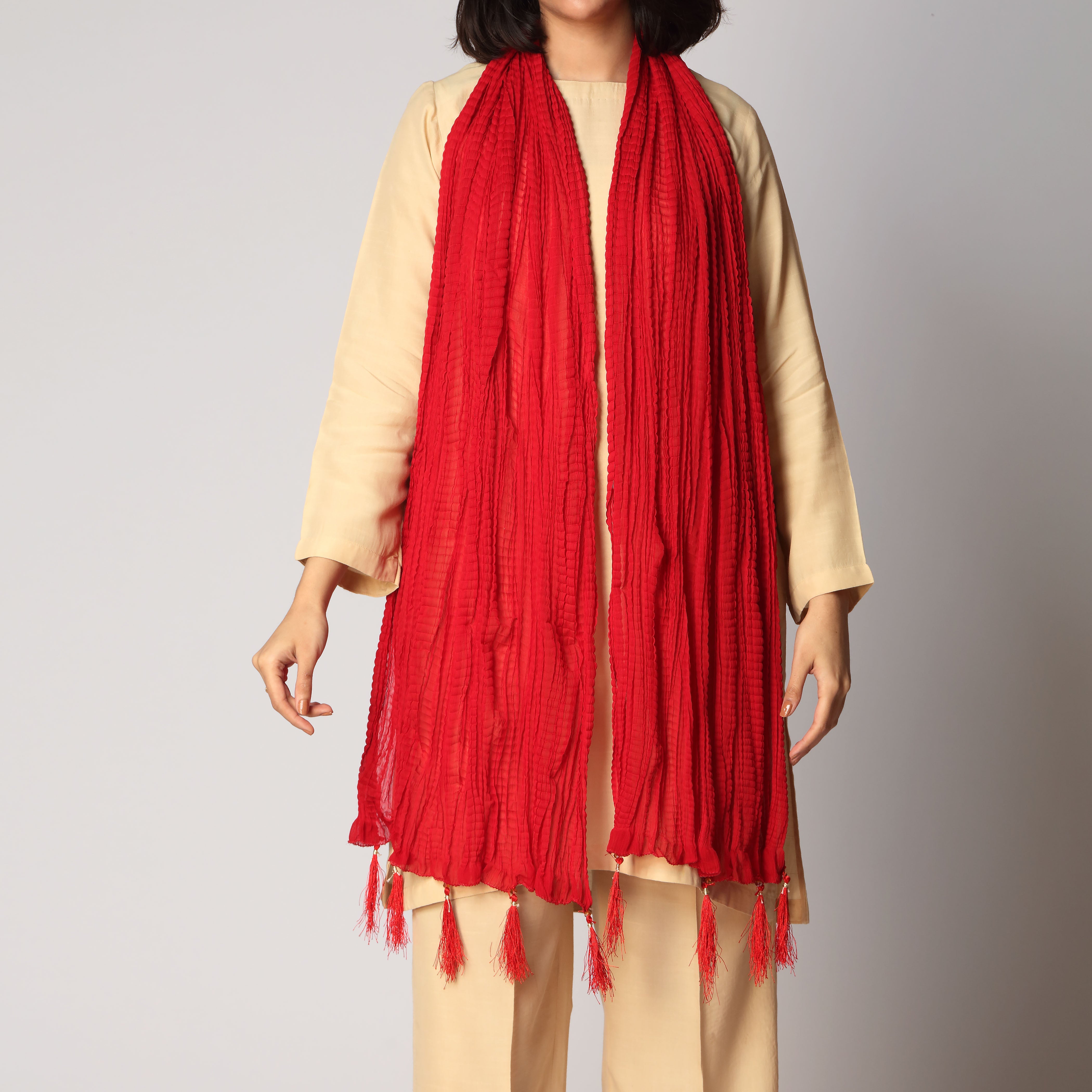 Red Crush Chiffon stole  PS3756