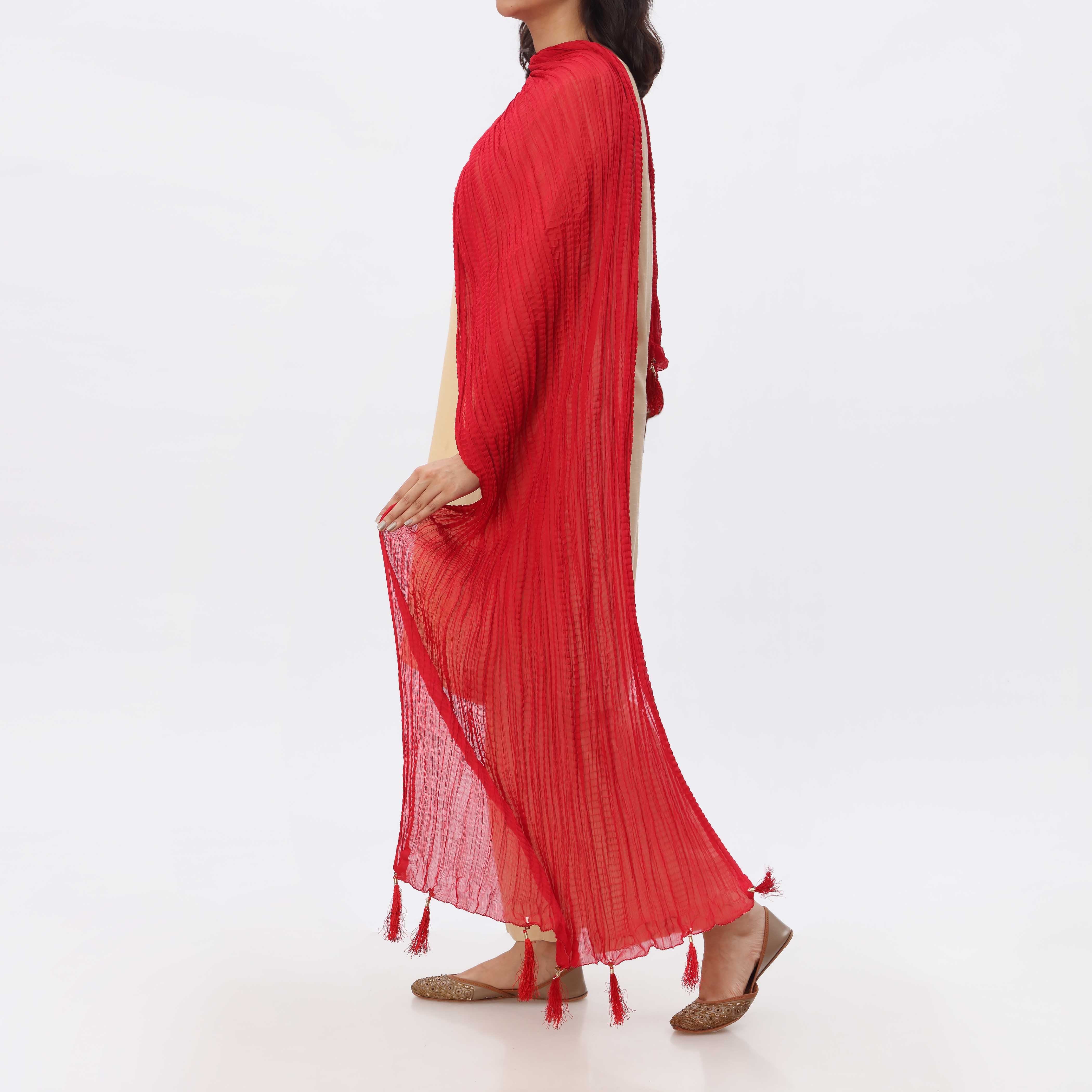 Red Crush Chiffon stole  PS3756