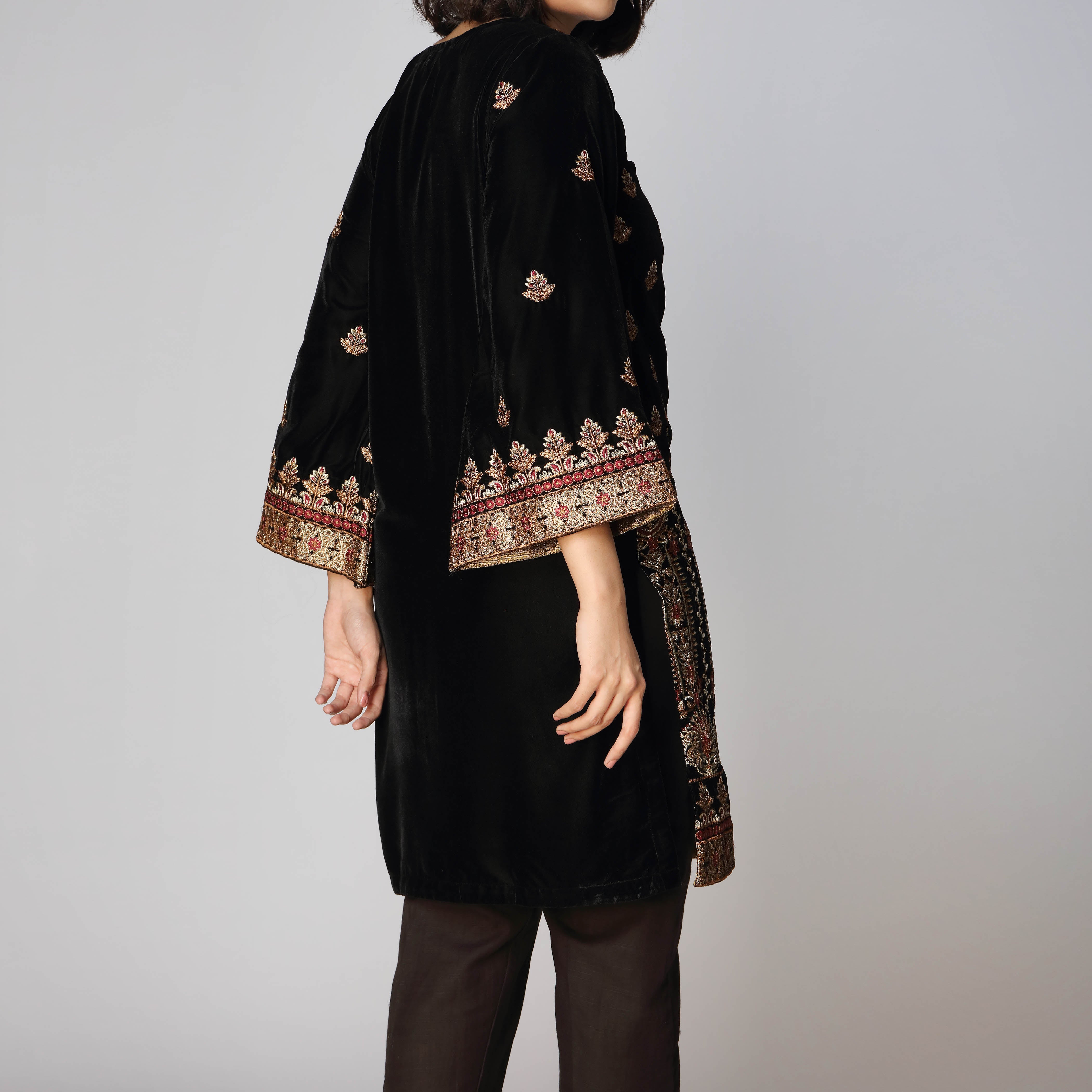 1PC- Velvet Embellished Shirt PW2118