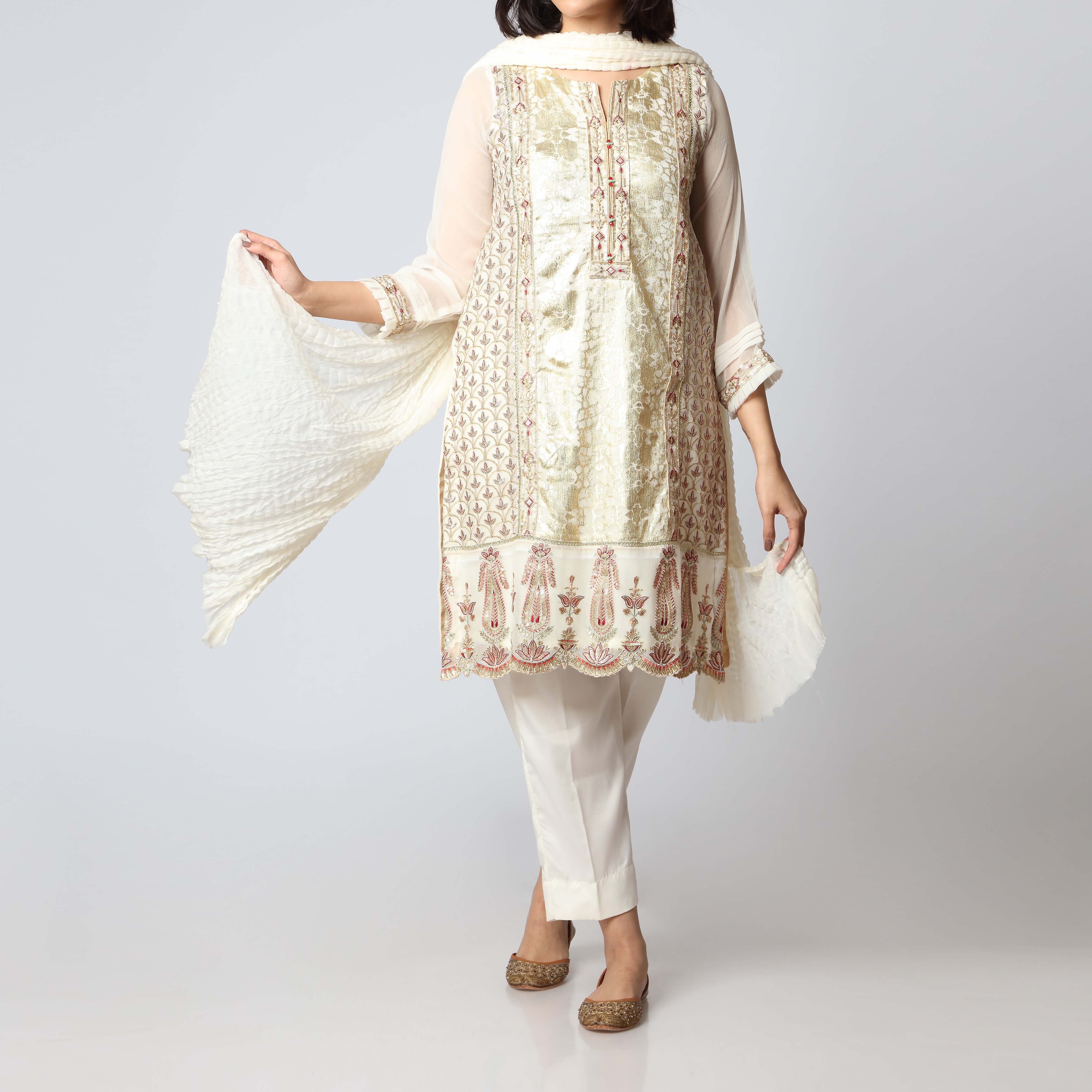 3PC- Embellished Chiffon Suit