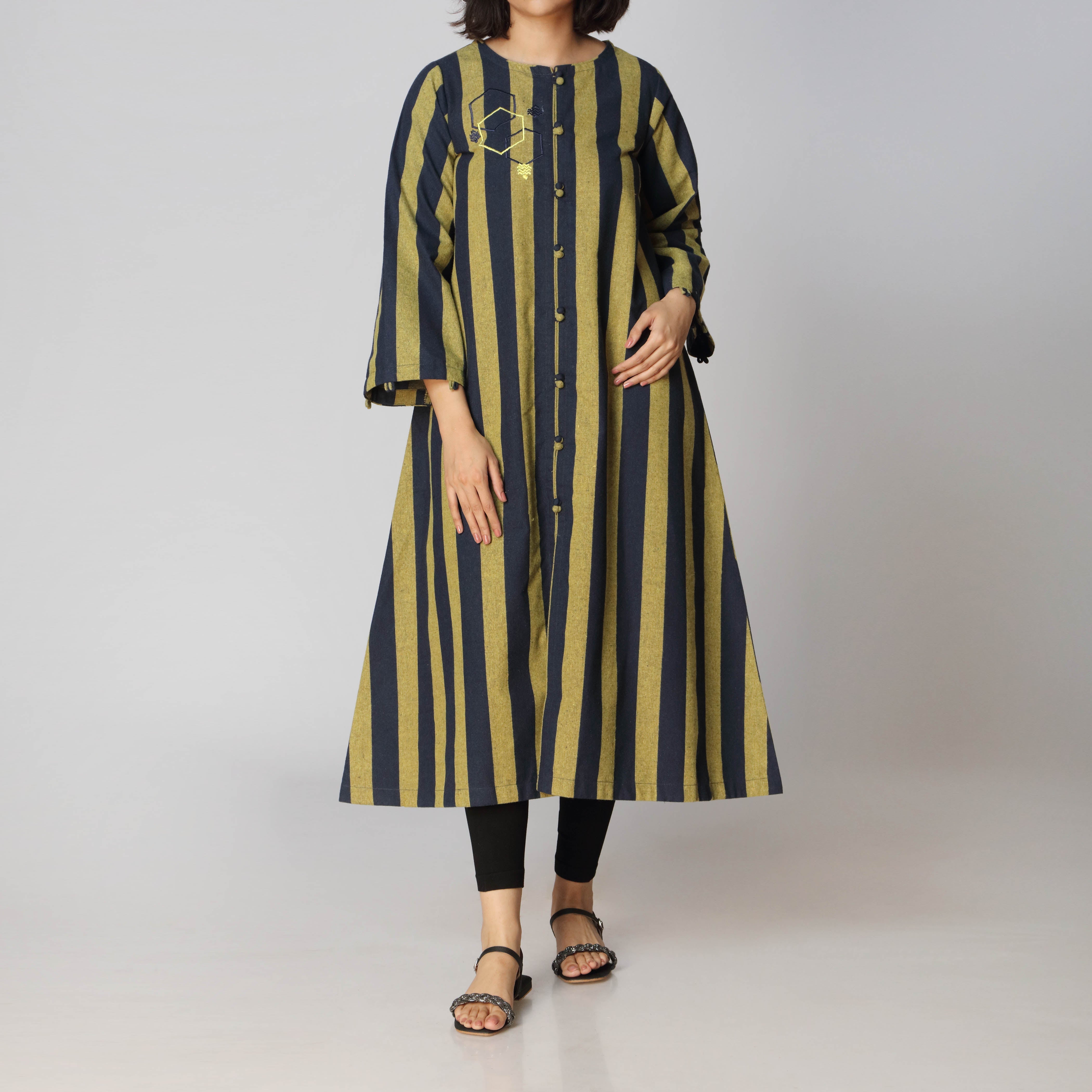 1PC- Flannel Stripe Long Shirt  PW2287