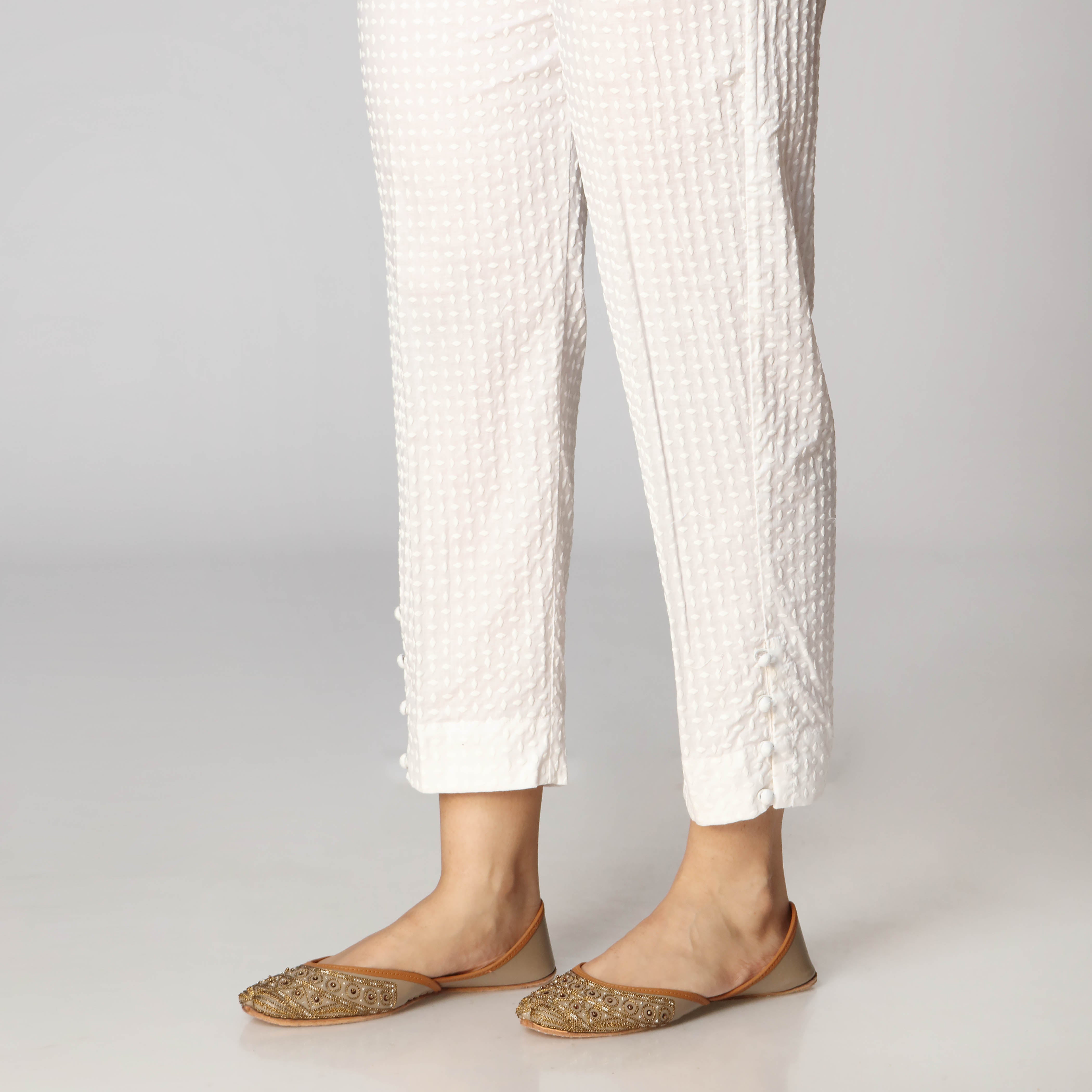 White Cambric Puff Printed Trouser PW2527