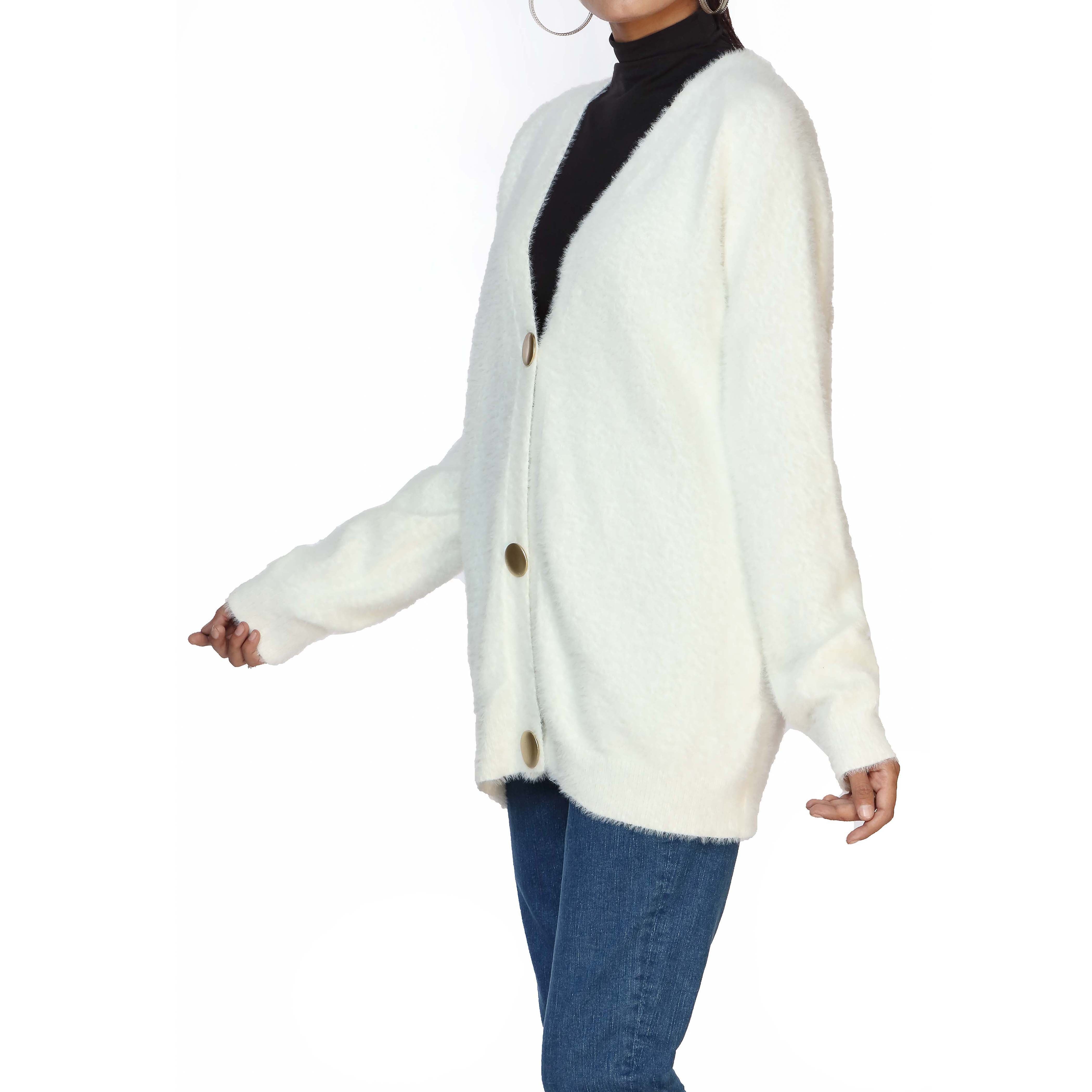 White Mid Length Cardigan PW2909
