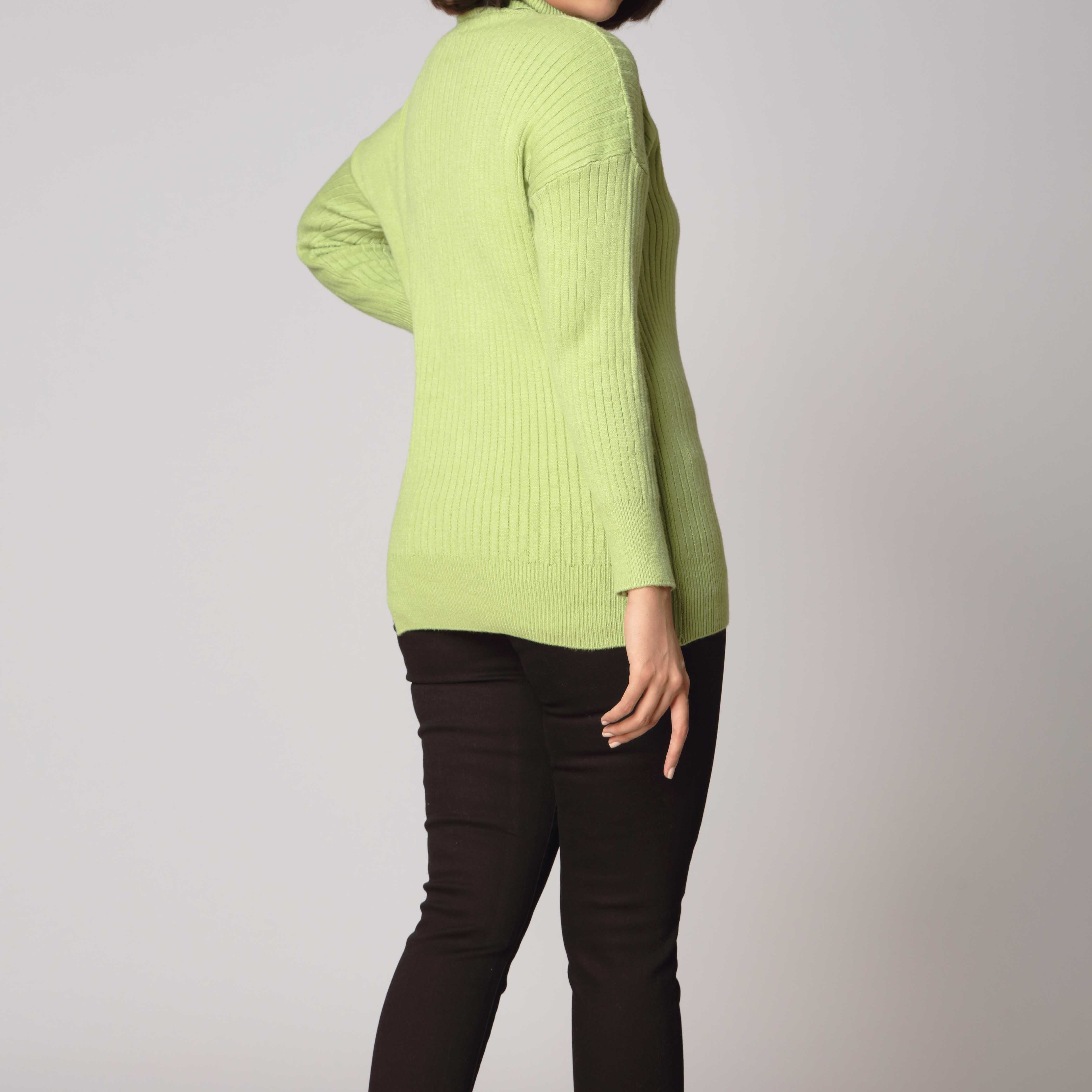 Green High Neck Pullover Sweater PW2915